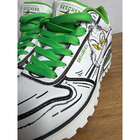 Skechers The Grinch Dr Seuss Shoes Women's 5 Youth 3 White Green Uno Rugged NWT - Picture 3 of 10